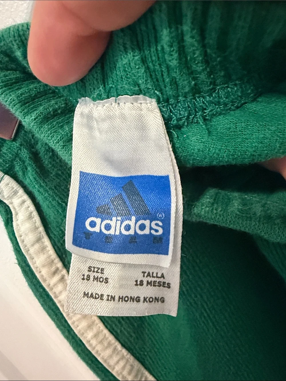adidas Green Kids Joggers with White Side Stripes Vintage
